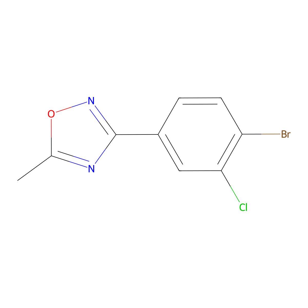 3-(4-Bromo-3-chlorophenyl)-5-methyl-1,2,4-oxadiazole molecular structure, CAS 1199589-75-7