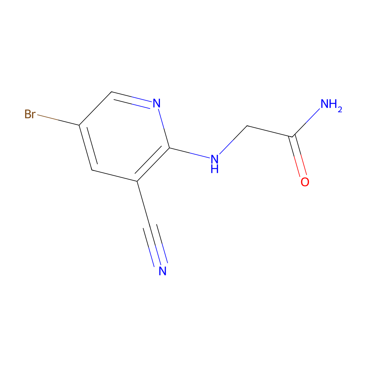2-((5-Bromo-3-cyanopyridin-2-yl)amino)acetamide molecular structure, CAS 1199590-77-6