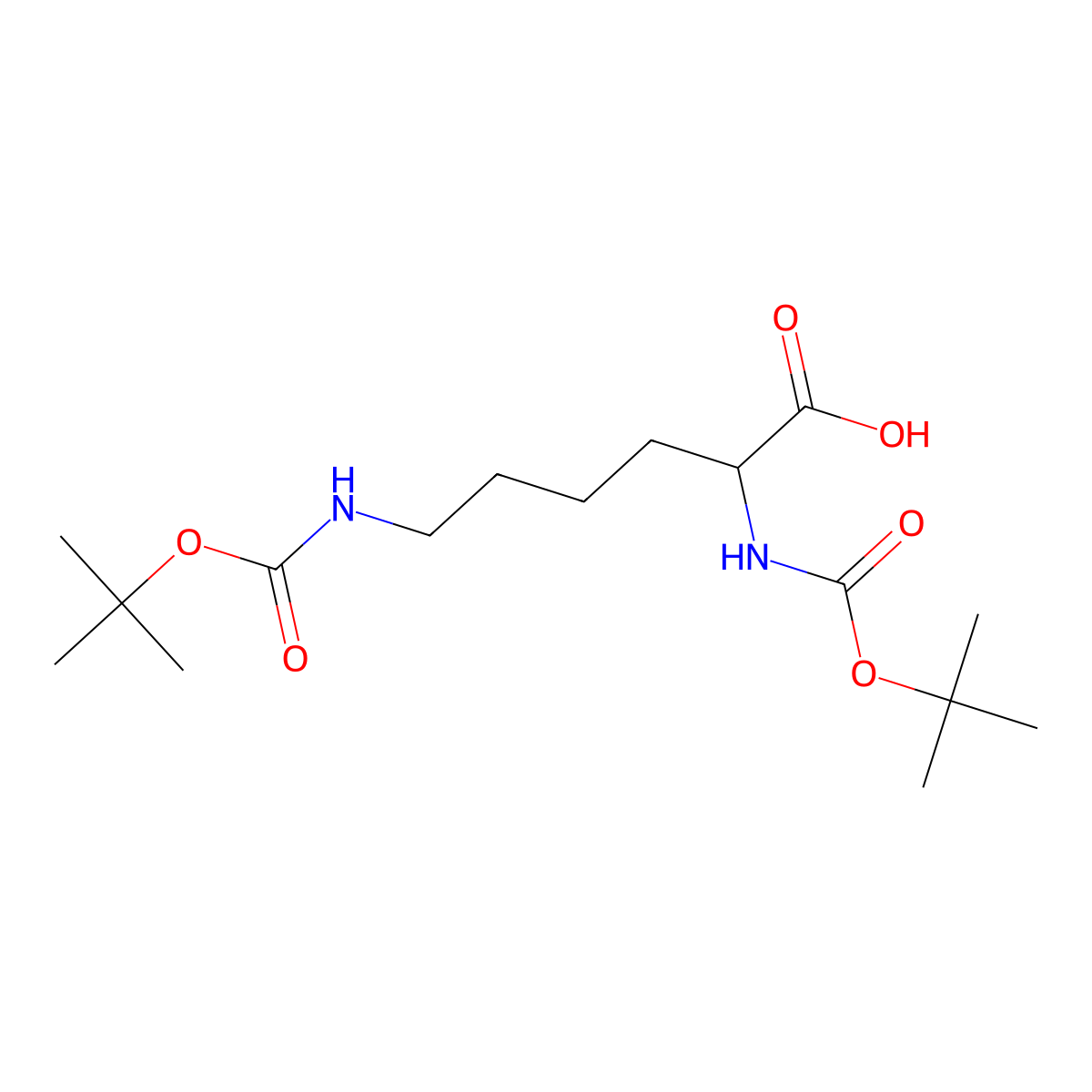 2,6-Bis((2-methylpropan-2-yl)oxycarbonylamino)hexanoic acid molecular structure, CAS 119962-72-0