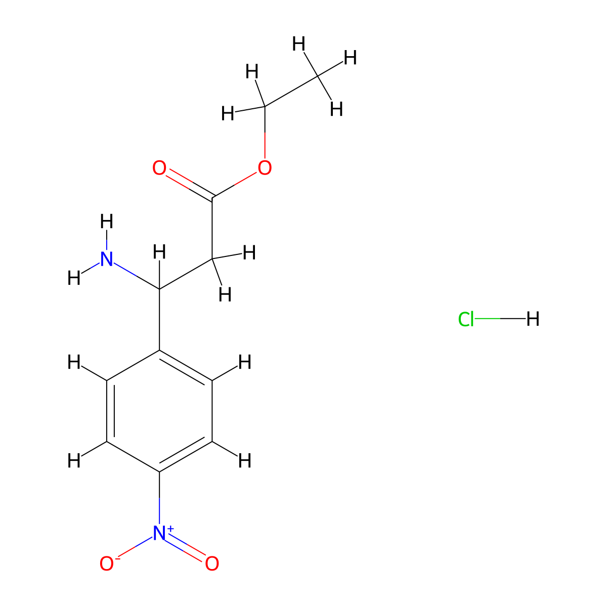 Ethyl 3-amino-3-(4-nitrophenyl)propanoate hydrochloride molecular structure, CAS 119974-47-9