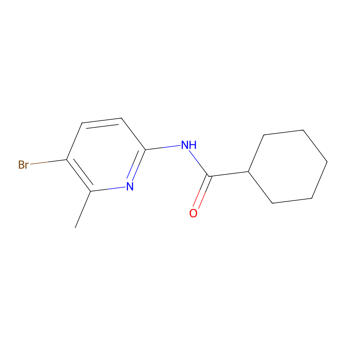 N-(5-bromo-6-methylpyridin-2-yl)cyclohexanecarboxamide molecular structure, CAS 1199752-31-2