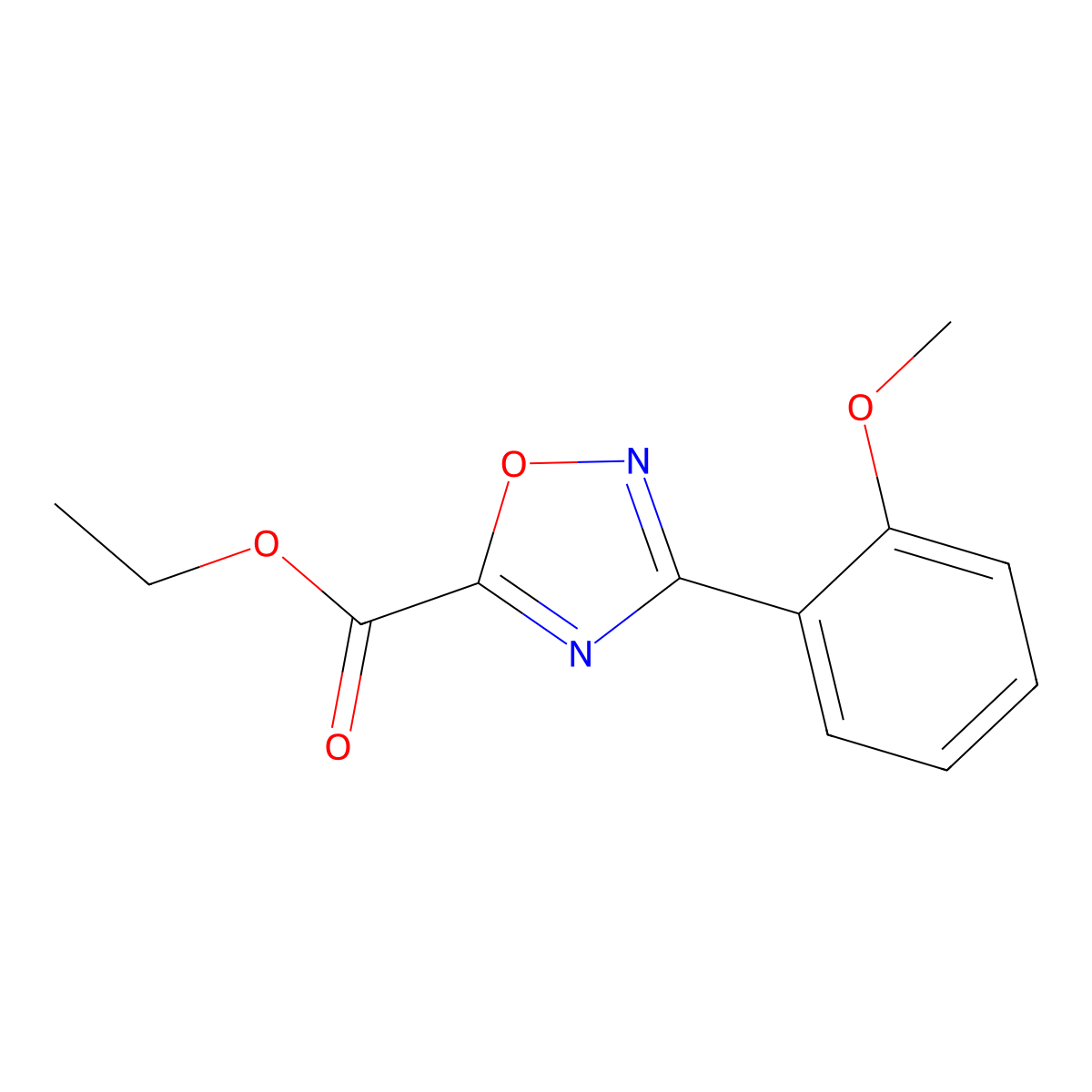 Ethyl 3-(2-methoxyphenyl)-1,2,4-oxadiazole-5-carboxylate molecular structure, CAS 1199756-46-1