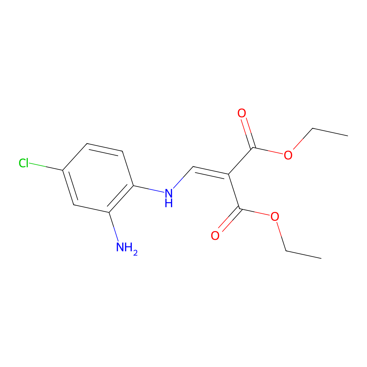 Diethyl 2-((2-amino-4-chlorophenylamino)methylene)malonate molecular structure, CAS 1199773-10-8