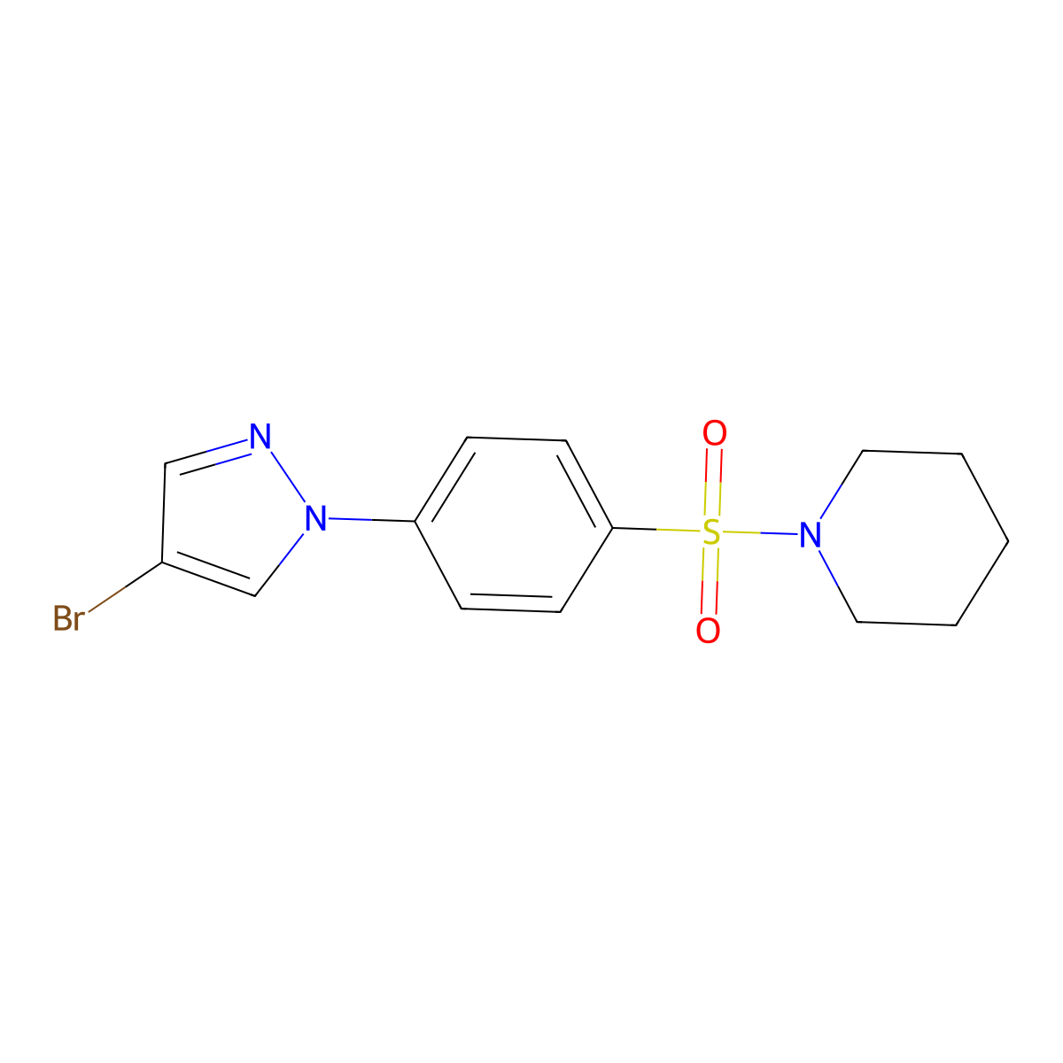 1-(4-(4-Bromopyrazol-1-yl)phenylsulfonyl)piperidine molecular structure, CAS 1199773-17-5