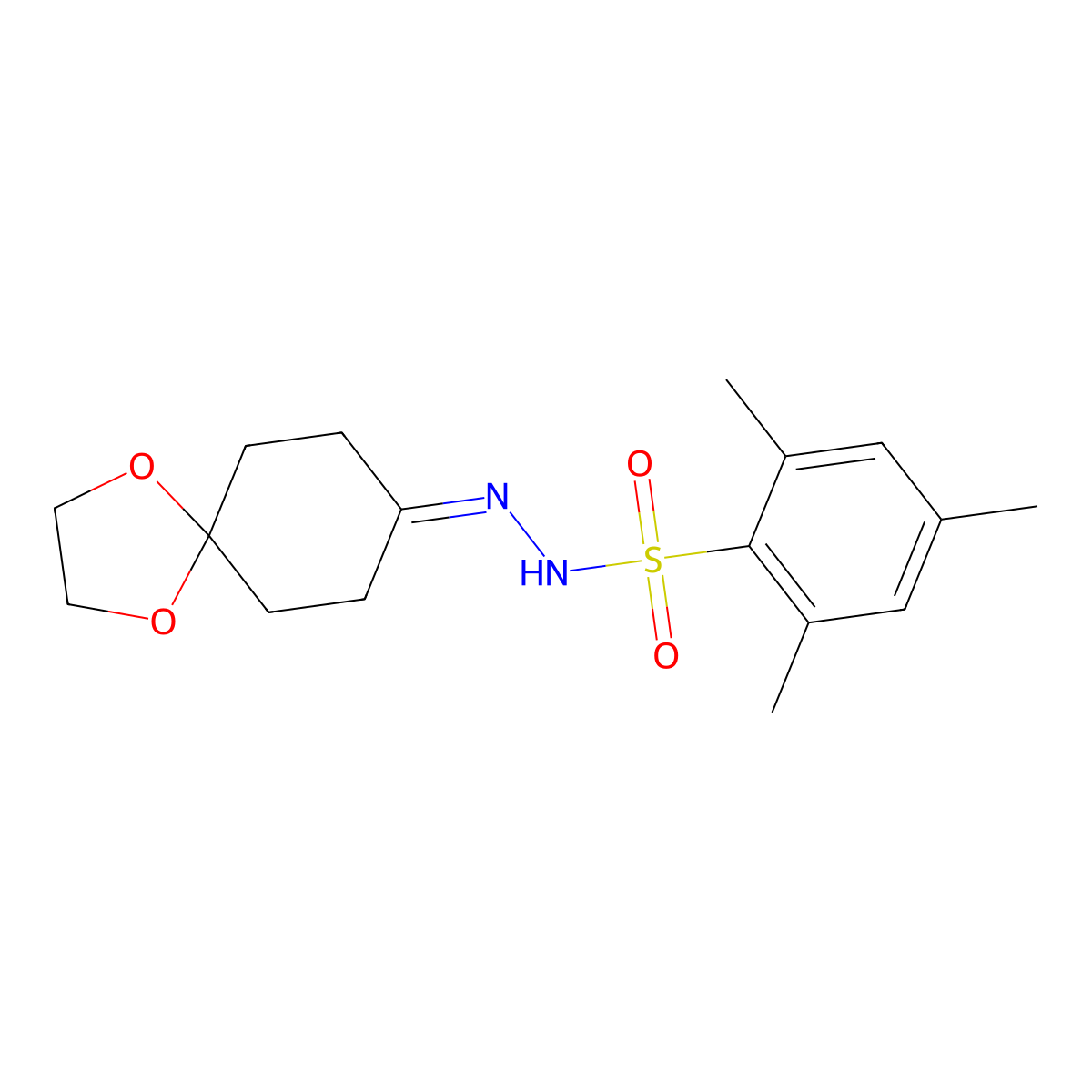 2,4,6-Trimethyl-N'-(1,4-dioxaspiro[4.5]decan-8-ylidene)benzenesulfonohydrazide molecular structure, CAS 1199773-18-6