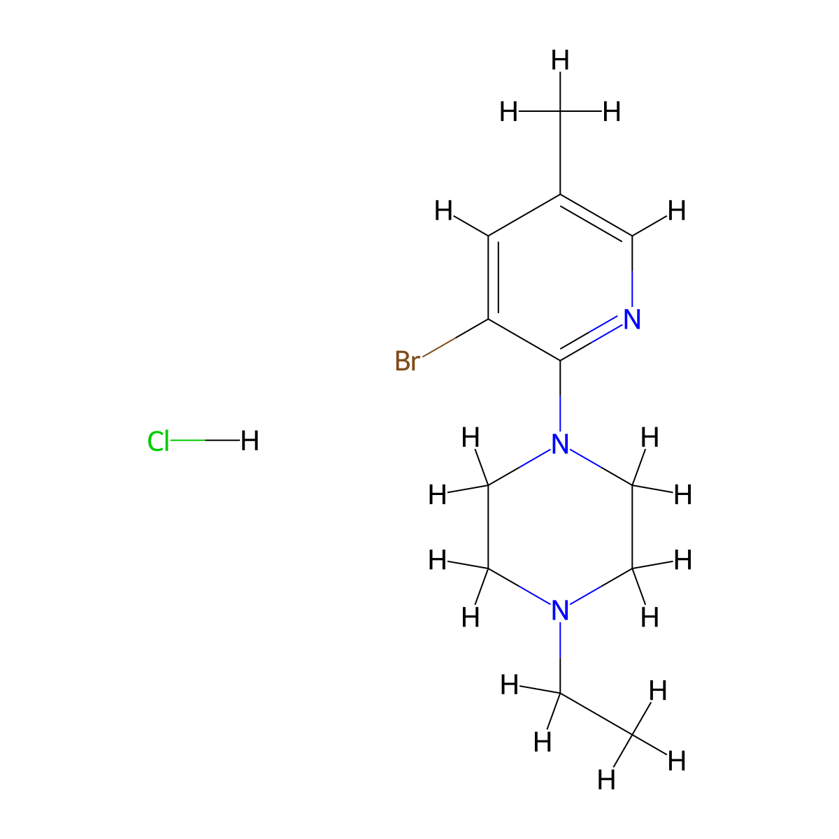 1-(3-Bromo-5-methylpyridin-2-yl)-4-ethylpiperazine hydrochloride molecular structure, CAS 1199773-19-7