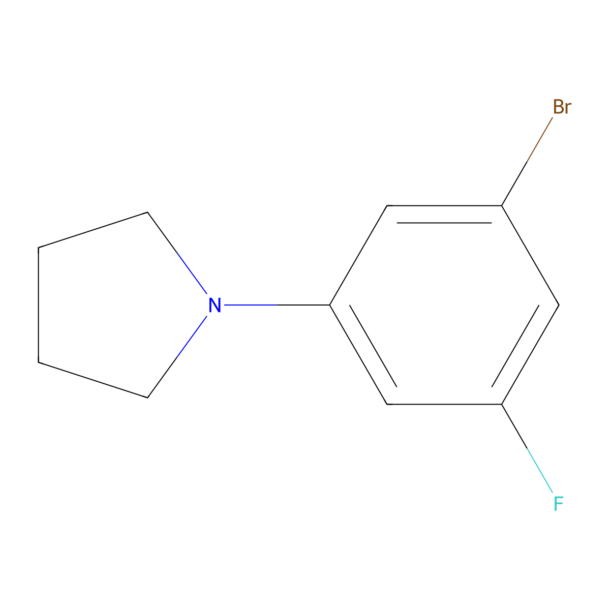1-(3-Bromo-5-fluorophenyl)pyrrolidine molecular structure, CAS 1199773-24-4