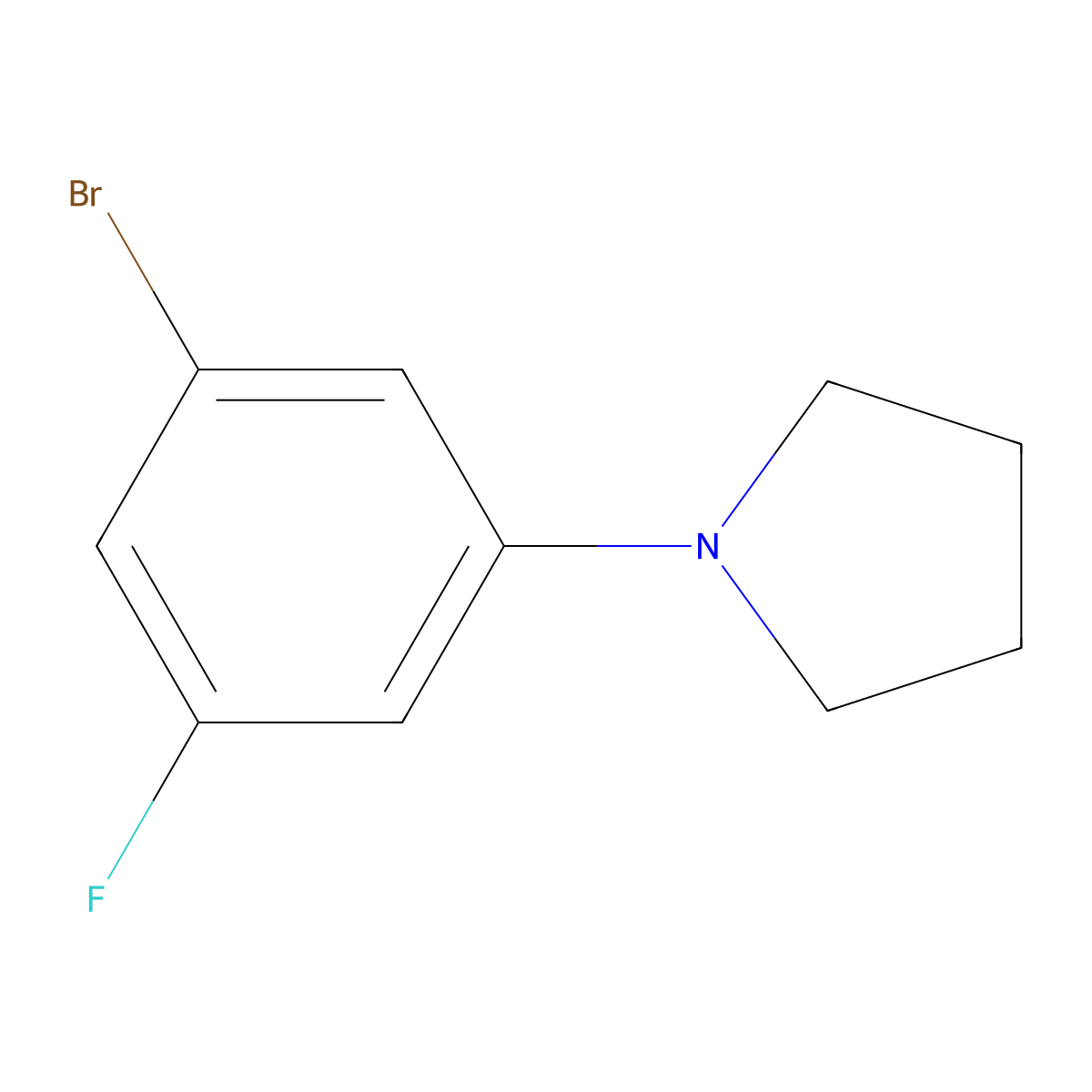 1-(3-Bromo-5-fluorophenyl)pyrrolidine molecular structure, CAS 1199773-24-4
