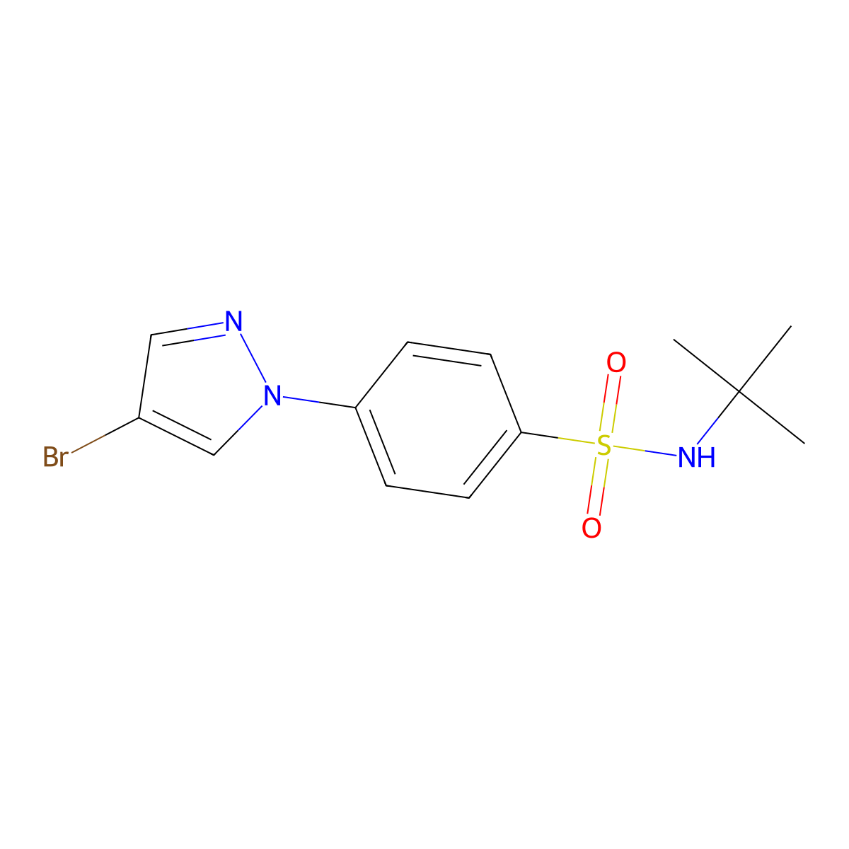 N-T-Butyl 4-(4-bromopyrazol-1-YL)benzenesulfonamide molecular structure, CAS 1199773-25-5