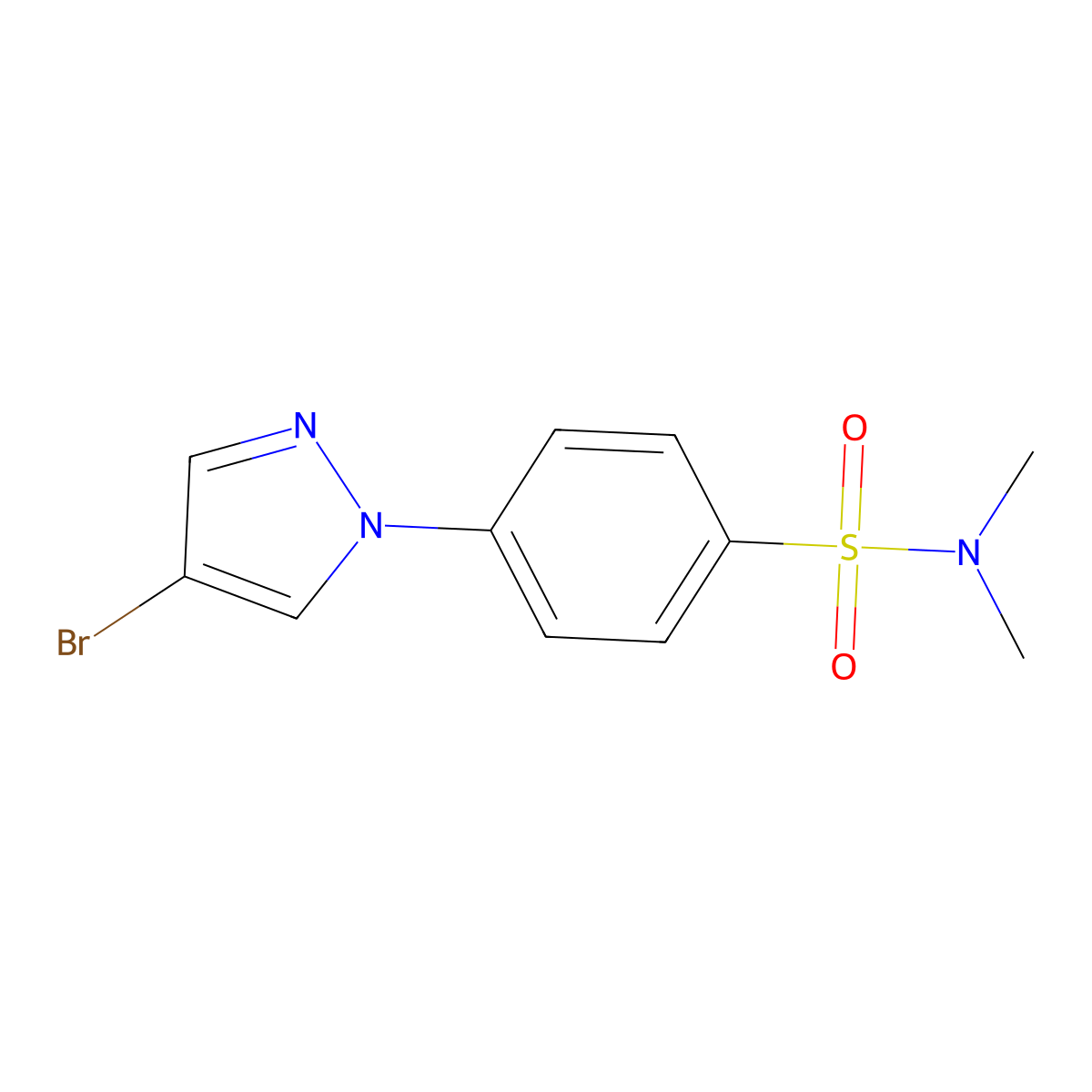4-(4-Bromo-1H-pyrazol-1-yl)-N,N-dimethylbenzenesulfonamide molecular structure, CAS 1199773-26-6