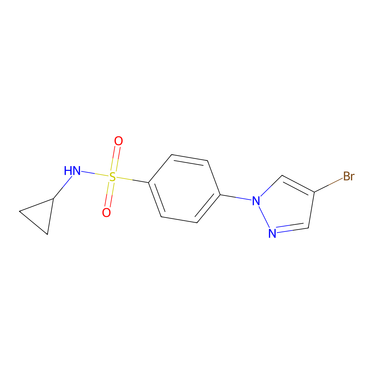 4-(4-Bromo-1H-pyrazol-1-yl)-N-cyclopropylbenzenesulfonamide molecular structure, CAS 1199773-34-6