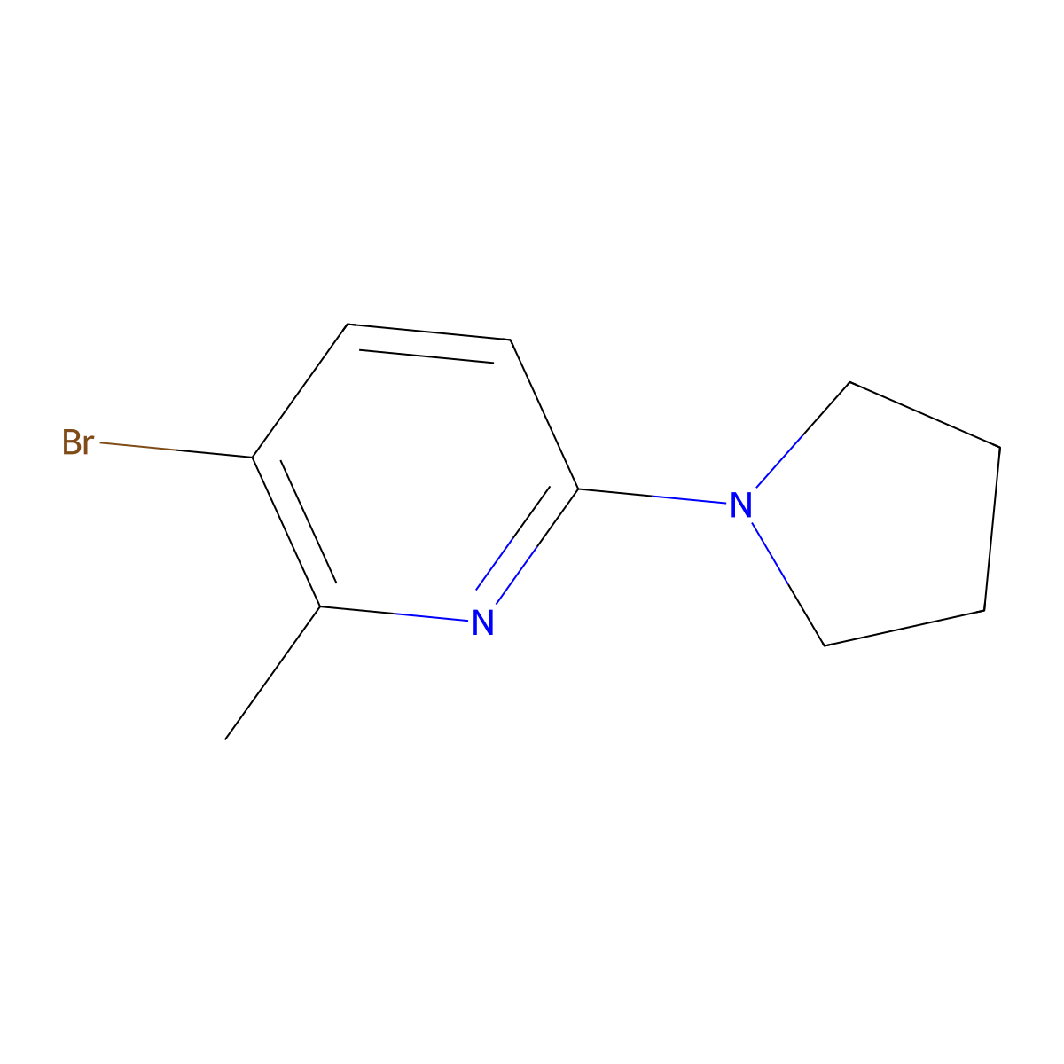 3-Bromo-2-methyl-6-(pyrrolidin-1-YL)pyridine molecular structure, CAS 1199773-35-7