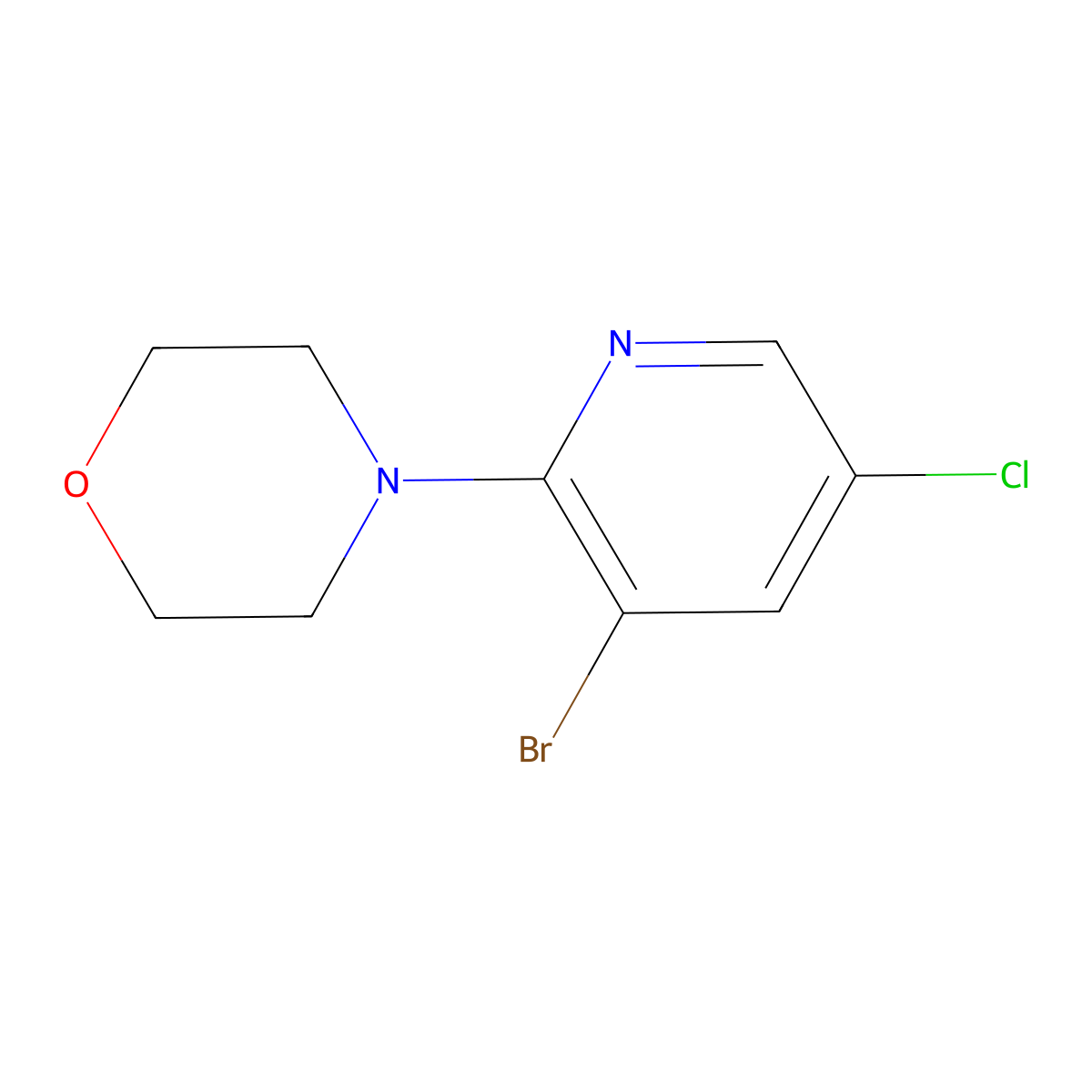 4-(3-Bromo-5-chloropyridin-2-yl)morpholine molecular structure, CAS 1199773-36-8