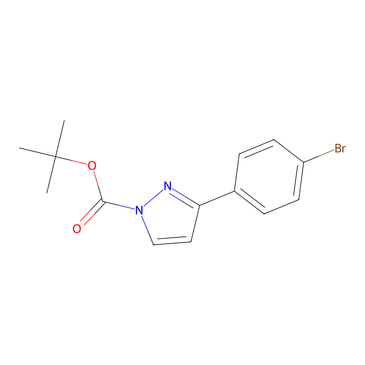 Tert-butyl 3-(4-bromophenyl)-1H-pyrazole-1-carboxylate molecular structure, CAS 1199773-38-0