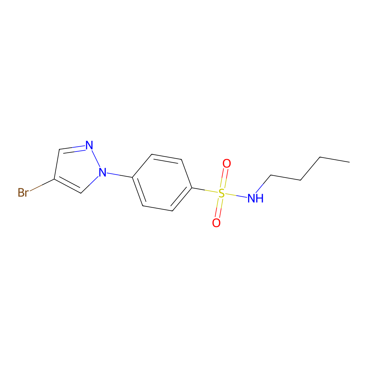N-Butyl 4-(4-bromopyrazol-1-YL)benzenesulfonamide molecular structure, CAS 1199773-41-5