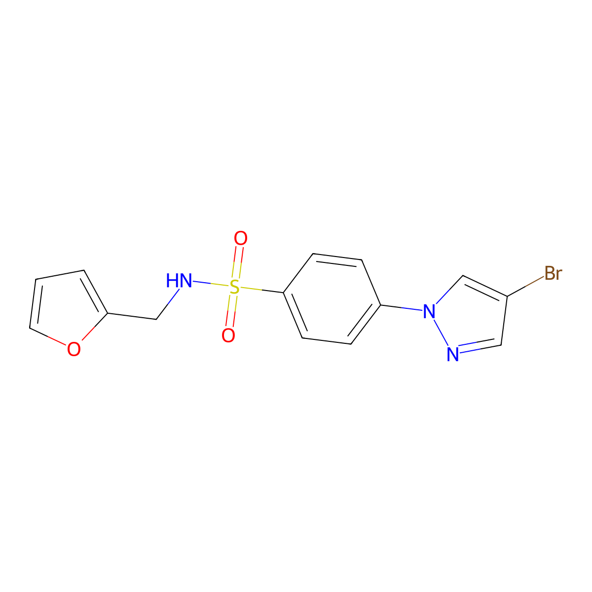 4-(4-Bromo-1H-pyrazol-1-yl)-N-(furan-2-ylmethyl)benzenesulfonamide molecular structure, CAS 1199773-46-0