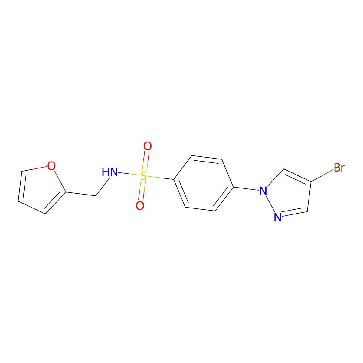 4-(4-Bromo-1H-pyrazol-1-yl)-N-(furan-2-ylmethyl)benzenesulfonamide molecular structure, CAS 1199773-46-0