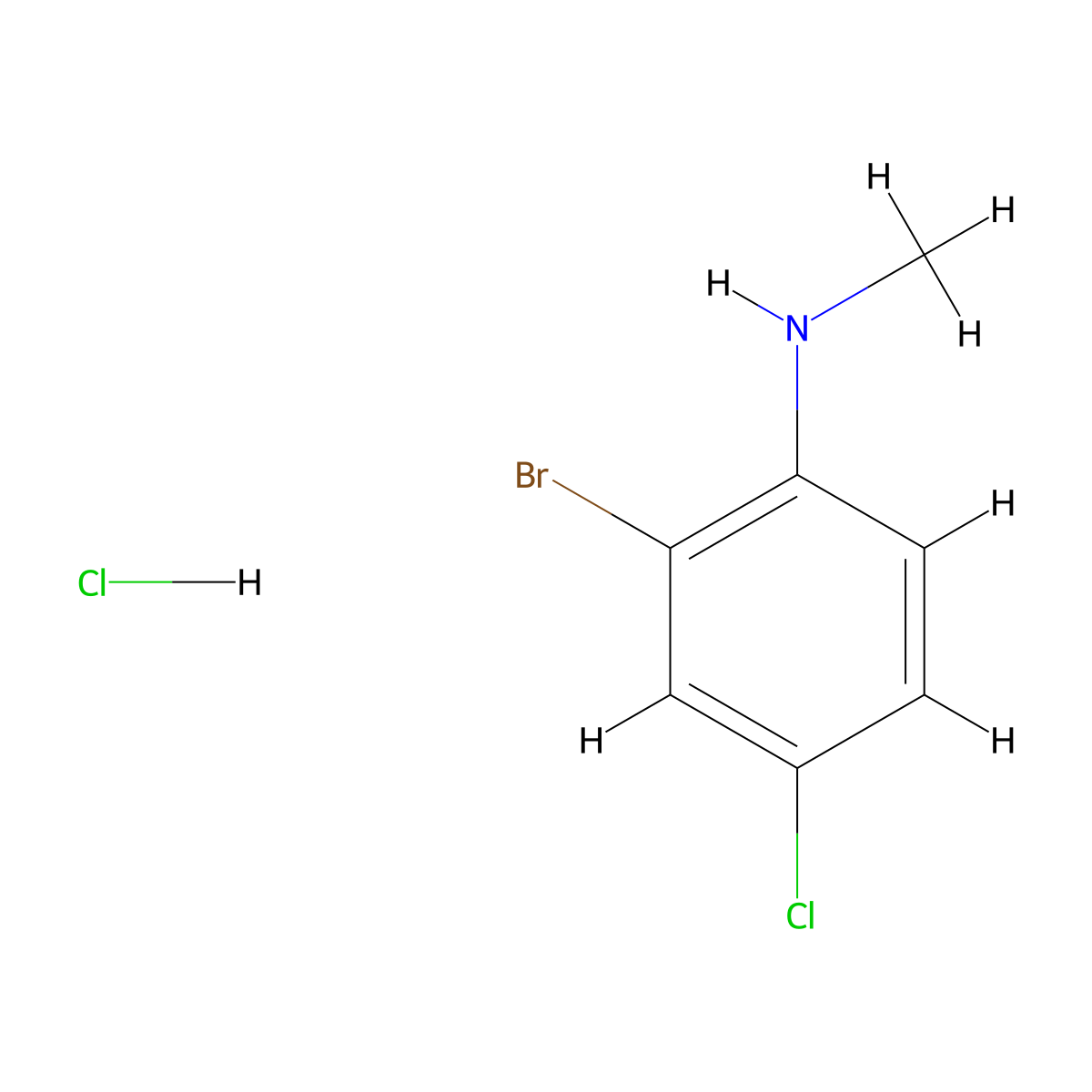 2-Bromo-4-chloro-N-methylaniline--hydrogen chloride (1/1) molecular structure, CAS 1199773-47-1