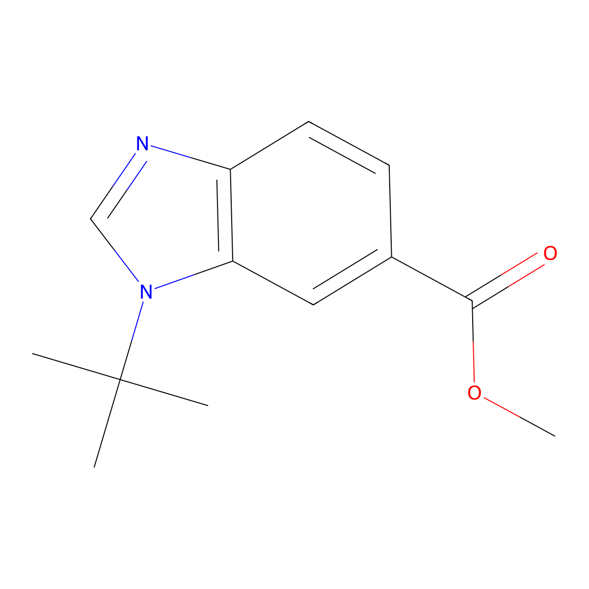 Methyl 1-tert-butyl-1H-benzo[d]imidazole-6-carboxylate molecular structure, CAS 1199773-49-3