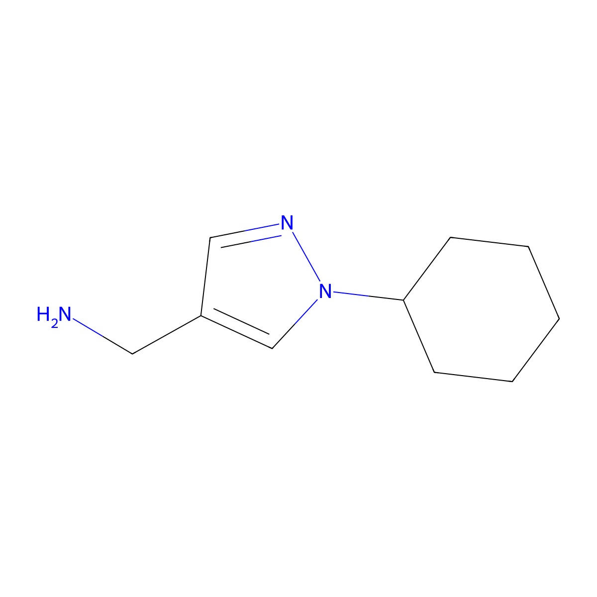 (1-cyclohexyl-1H-pyrazol-4-yl)methanamine molecular structure, CAS 1199773-51-7
