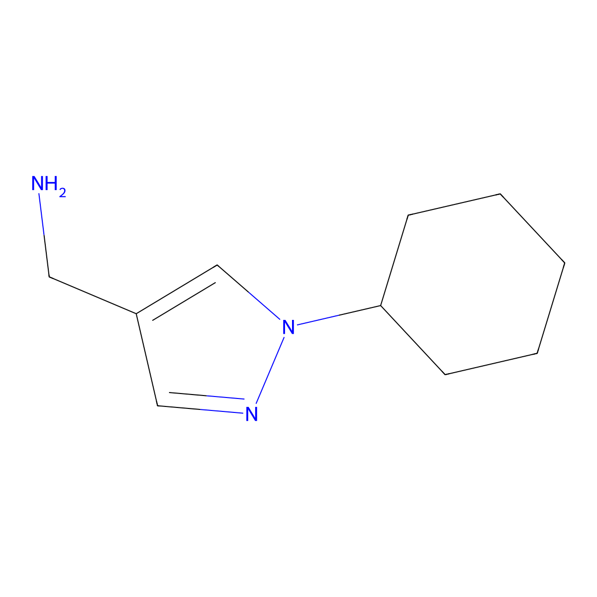 (1-cyclohexyl-1H-pyrazol-4-yl)methanamine molecular structure, CAS 1199773-51-7