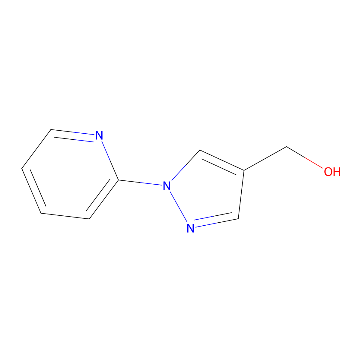 (1-(pyridin-2-yl)-1H-pyrazol-4-yl)methanol molecular structure, CAS 1199773-61-9