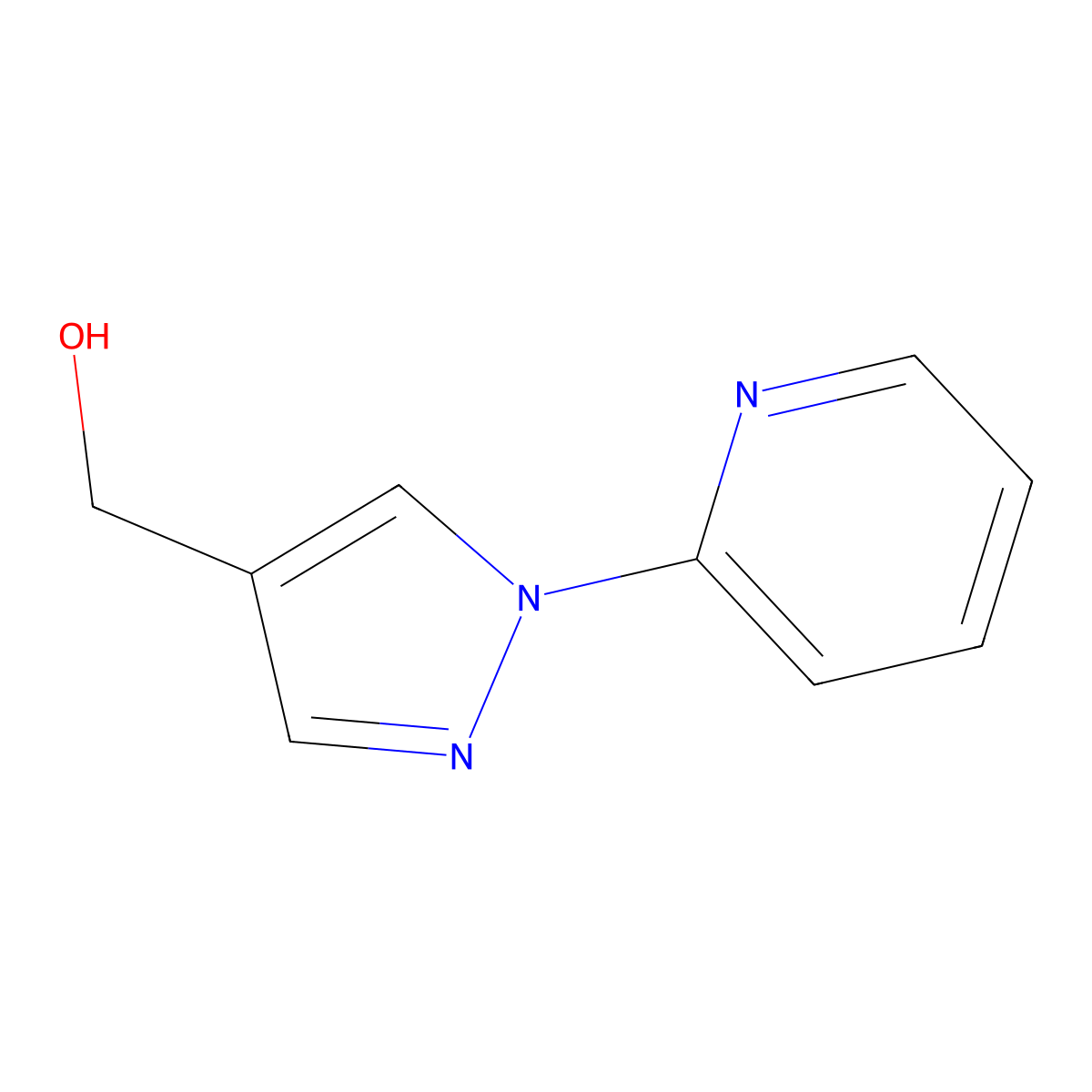 (1-(pyridin-2-yl)-1H-pyrazol-4-yl)methanol molecular structure, CAS 1199773-61-9