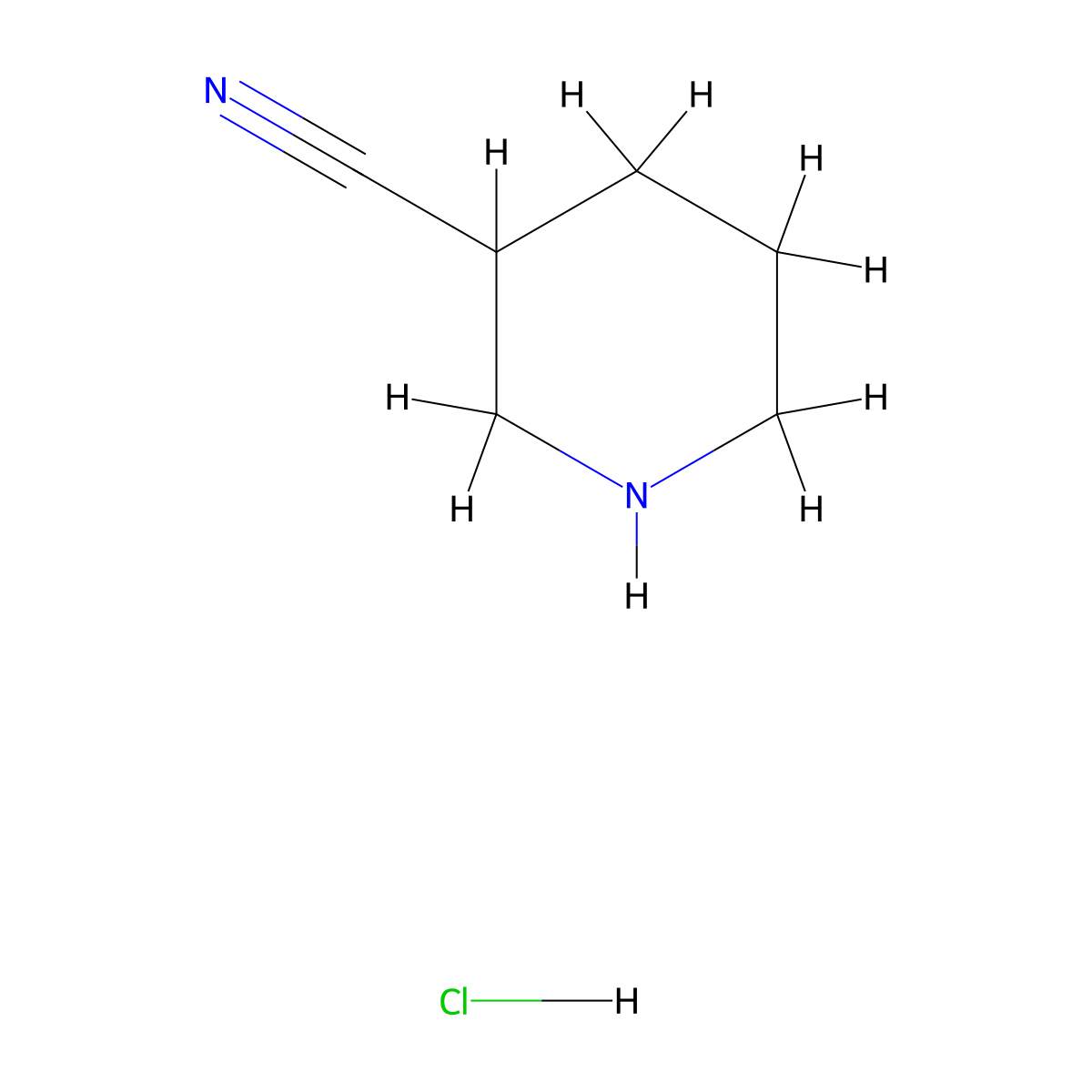 Piperidine-3-carbonitrile hydrochloride molecular structure, CAS 1199773-75-5