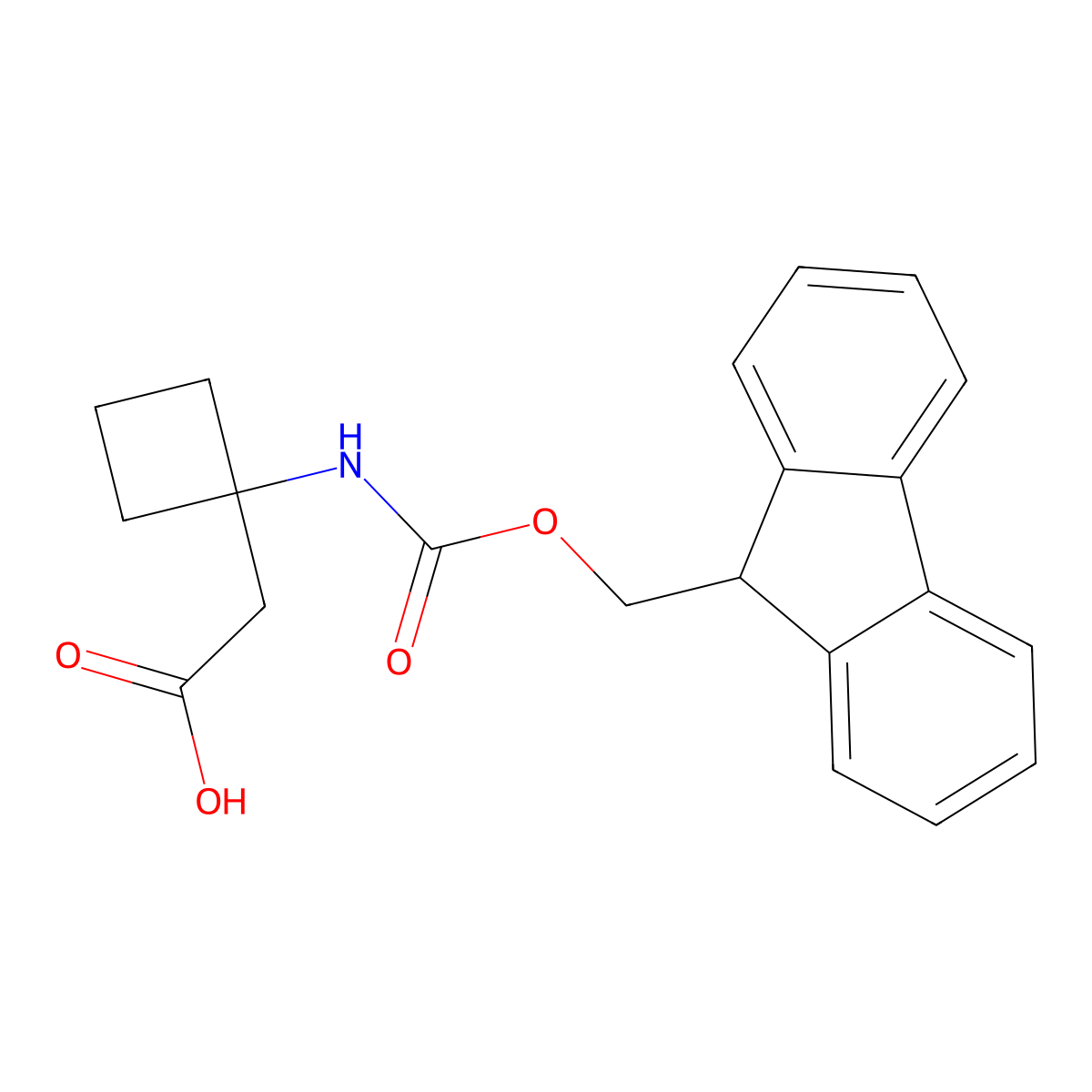 2-[1-({[(9H-fluoren-9-yl)methoxy]carbonyl}amino)cyclobutyl]acetic acid molecular structure, CAS 1199775-14-8