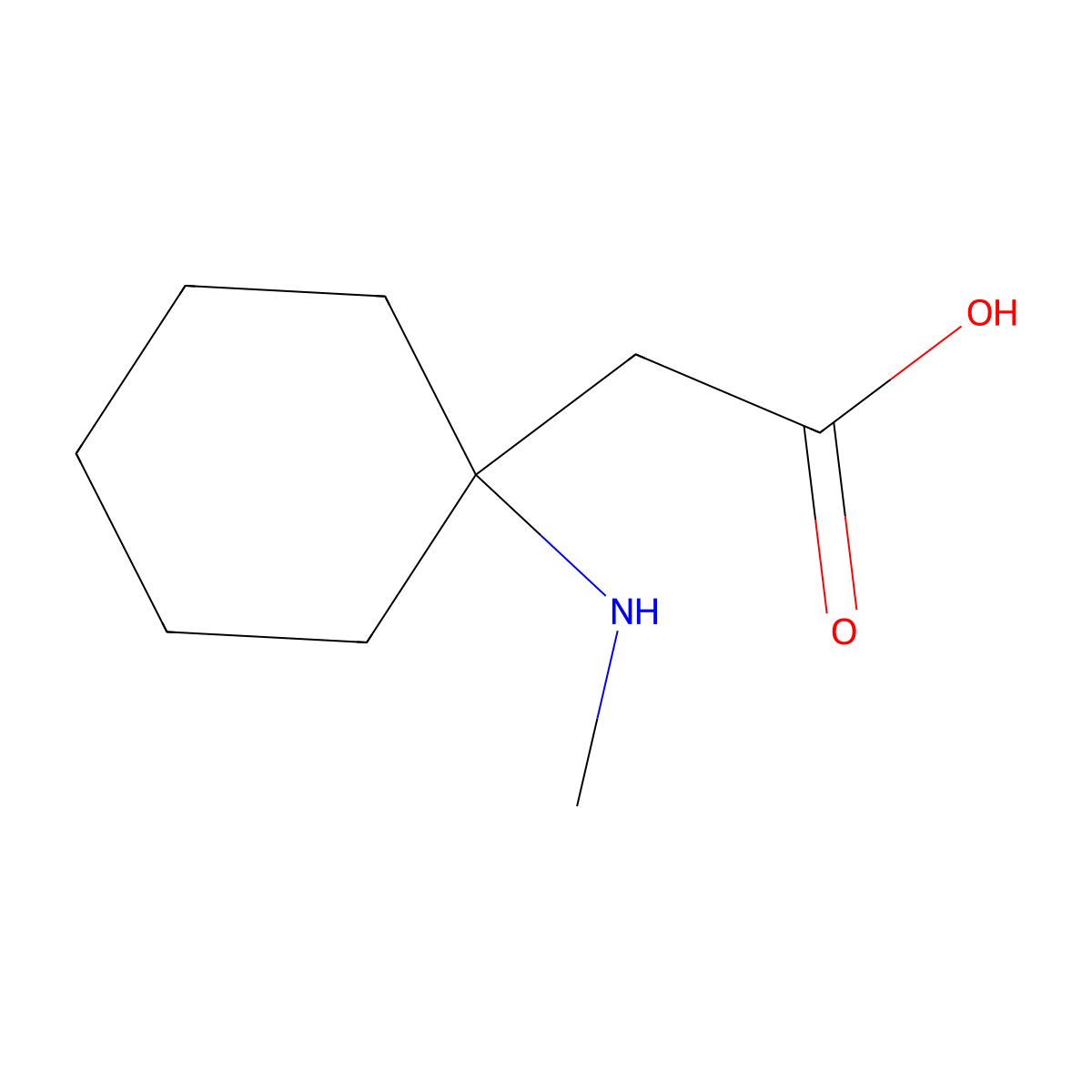 2-[1-(Methylamino)cyclohexyl]acetic acid molecular structure, CAS 1199776-35-6