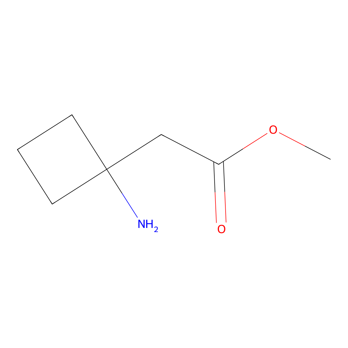 Methyl 2-(1-aminocyclobutyl)acetate molecular structure, CAS 1199779-19-5
