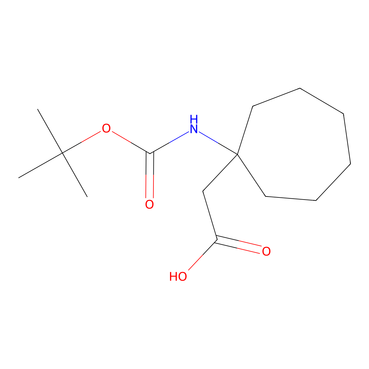 N-Boc-2-(1-aminocycloheptyl)-acetic acid molecular structure, CAS 1199779-32-2