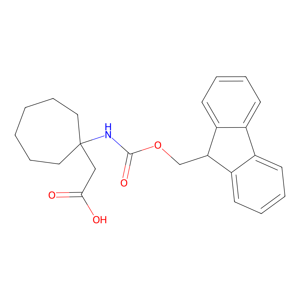 N-Fmoc-2-(1-aminocycloheptyl)acetic acid molecular structure, CAS 1199779-80-0