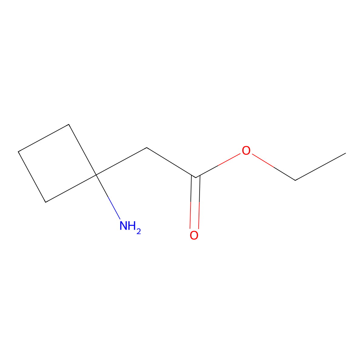 Ethyl 2-(1-aminocyclobutyl)acetate molecular structure, CAS 1199780-20-5