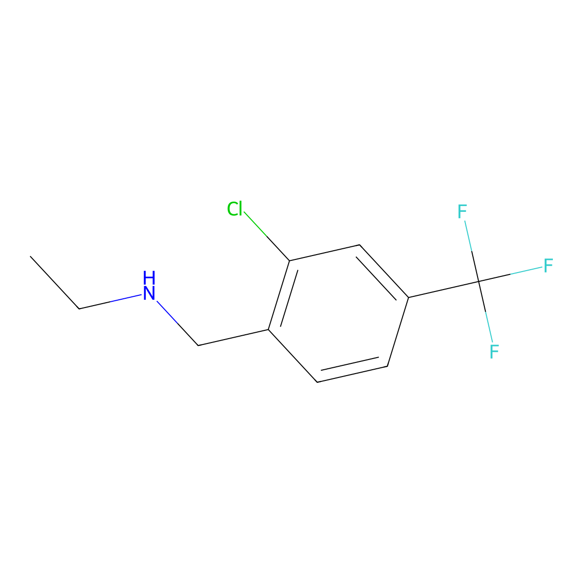 (2-Chloro-4-trifluoromethyl-benzyl)-ethyl-amine molecular structure, CAS 1199780-36-3