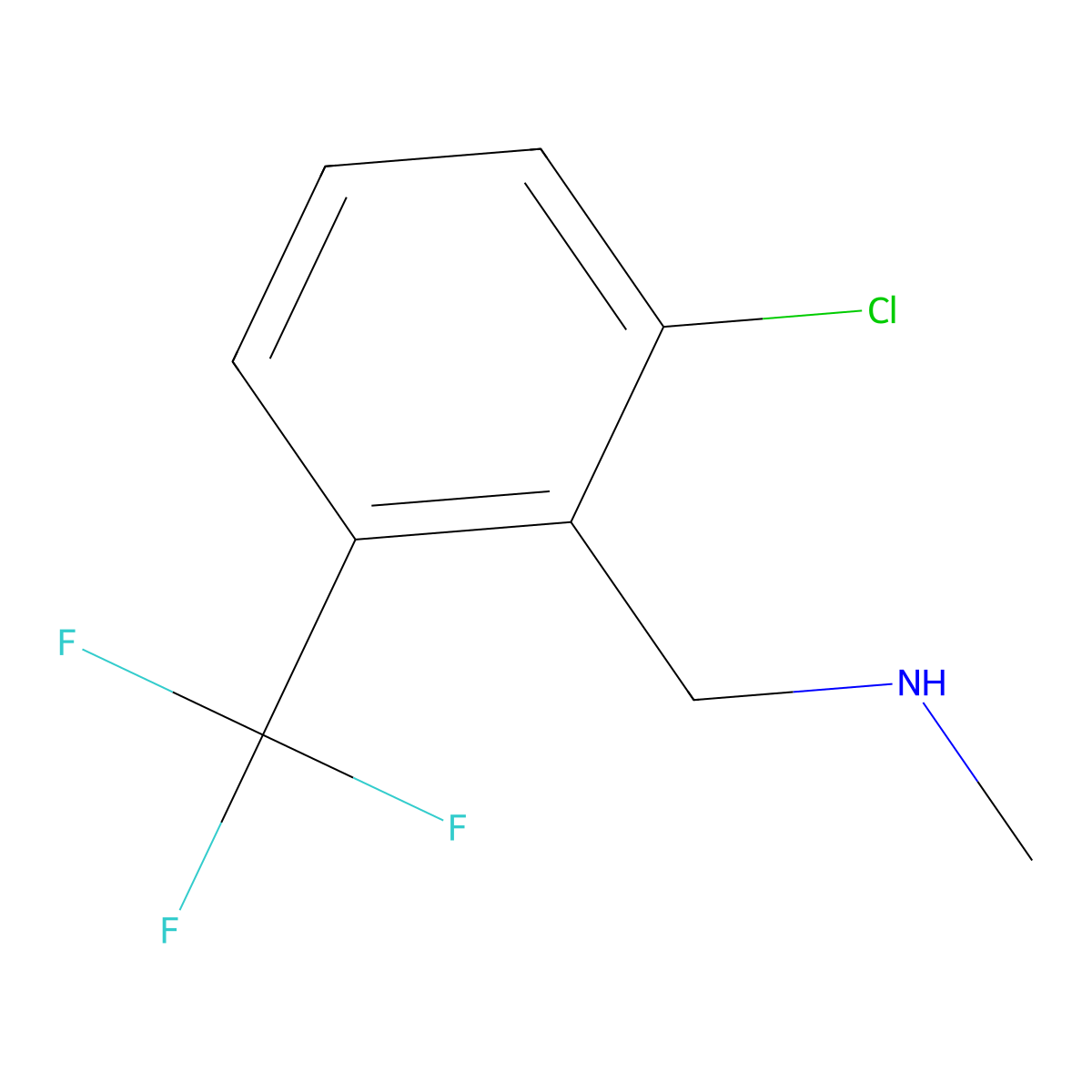 {[2-Chloro-6-(trifluoromethyl)phenyl]methyl}(methyl)amine molecular structure, CAS 1199782-42-7