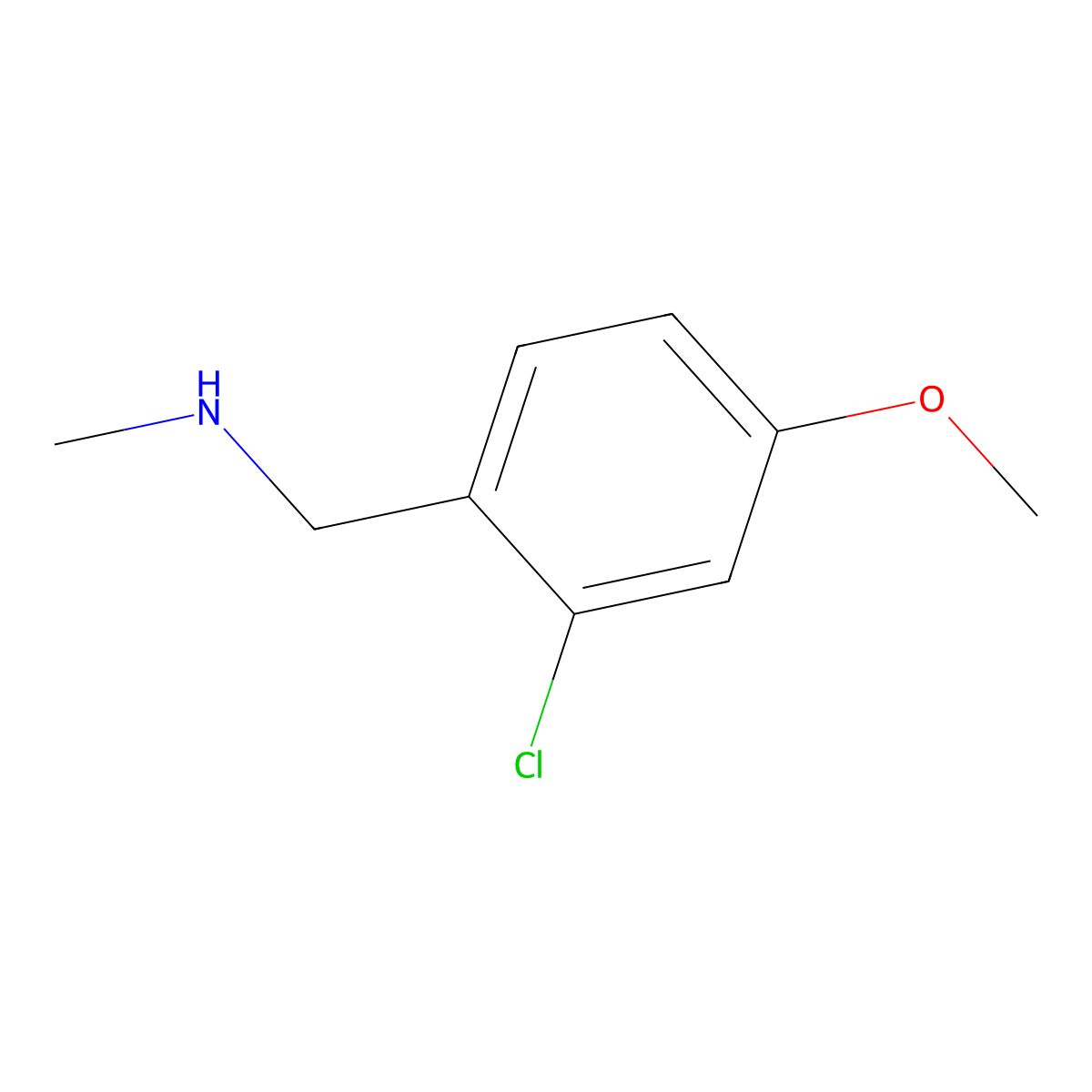 1-(2-chloro-4-methoxyphenyl)-N-methylmethanamine molecular structure, CAS 1199782-65-4