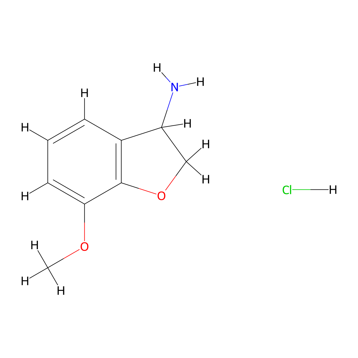 7-Methoxy-2,3-dihydro-benzofuran-3-ylamine hydrochloride molecular structure, CAS 1199782-75-6