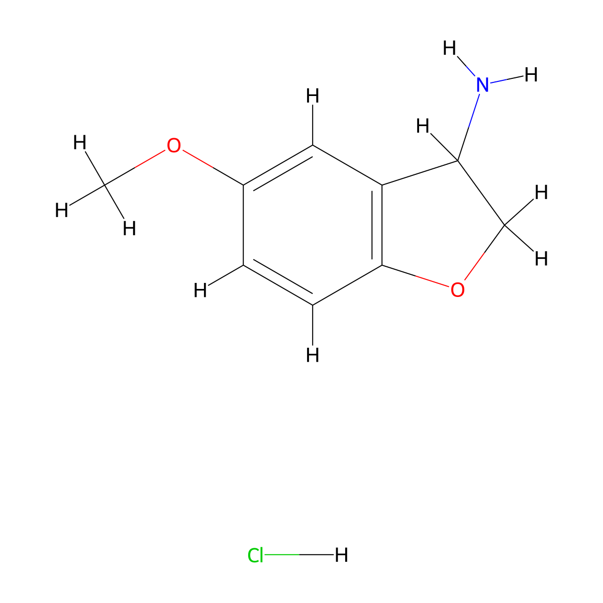 5-Methoxy-2,3-dihydrobenzofuran-3-amine hydrochloride molecular structure, CAS 1199782-77-8