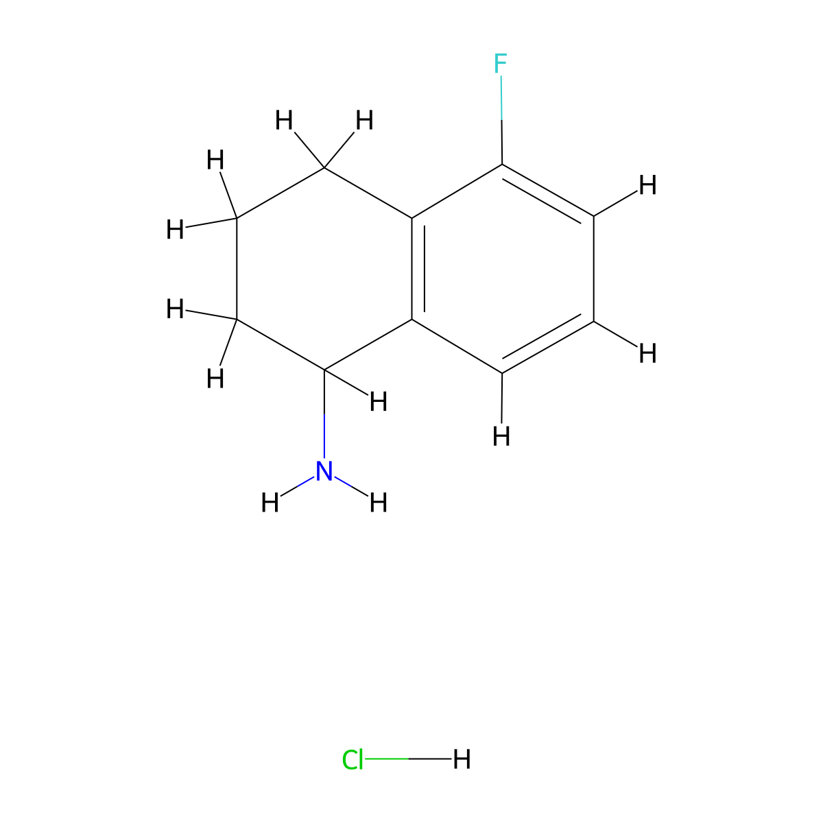 5-Fluoro-1,2,3,4-tetrahydronaphthalen-1-amine hydrochloride molecular structure, CAS 1199782-86-9