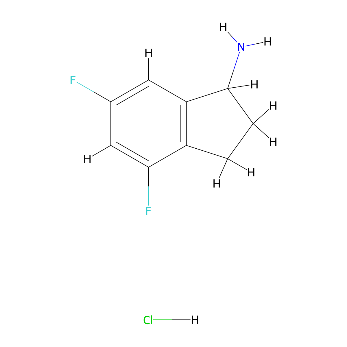 4,6-difluoro-2,3-dihydro-1H-inden-1-amine hydrochloride molecular structure, CAS 1199782-88-1