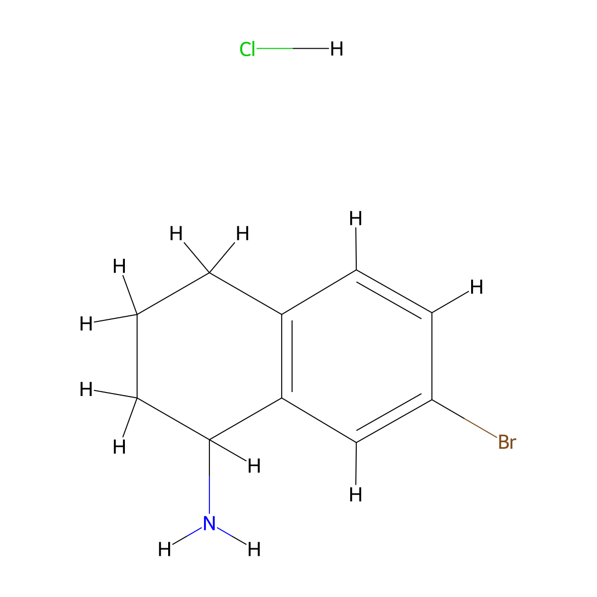 7-Bromo-1,2,3,4-tetrahydronaphthalen-1-amine hydrochloride molecular structure, CAS 1199782-93-8