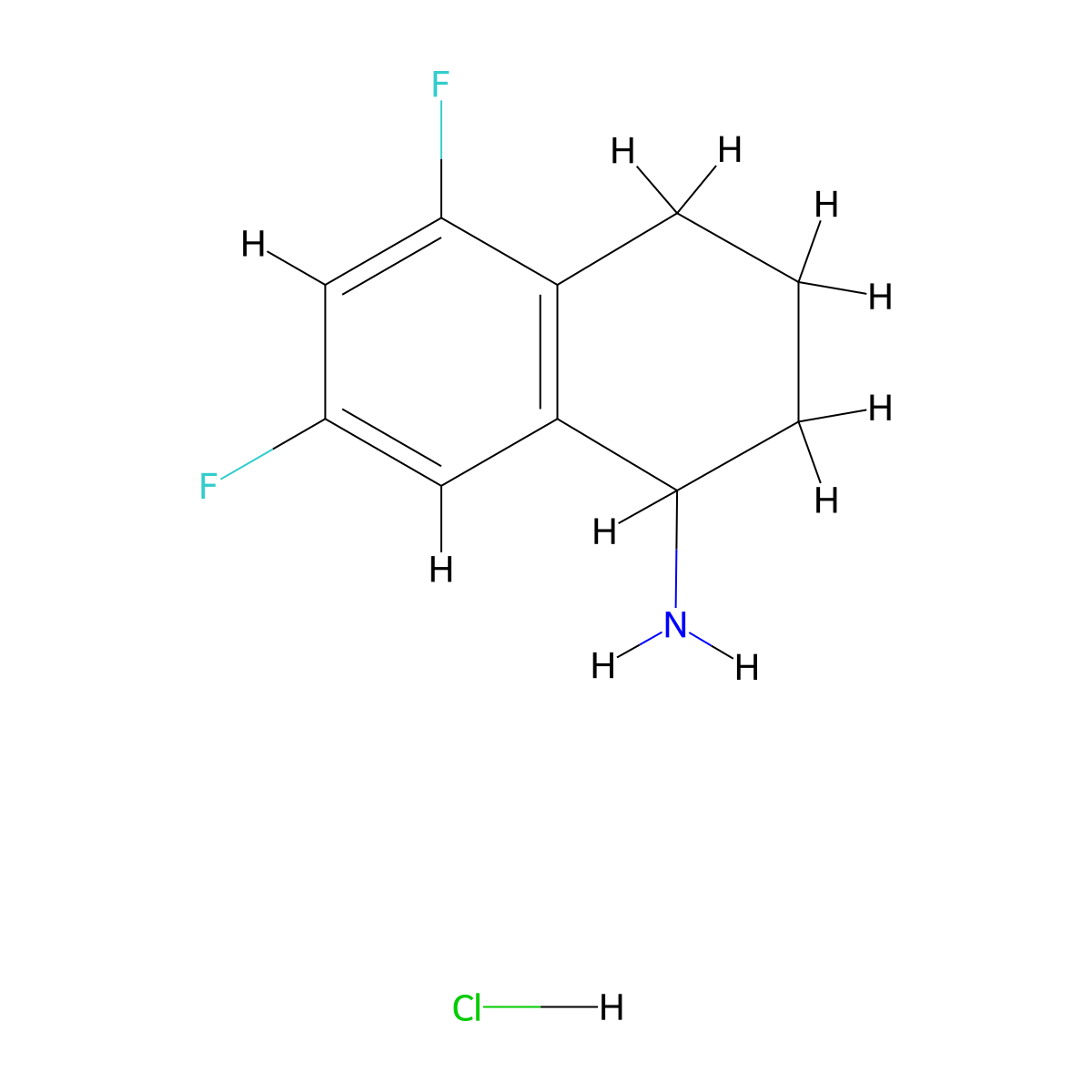 5,7-Difluoro-1,2,3,4-tetrahydronaphthalen-1-amine hydrochloride molecular structure, CAS 1199783-14-6
