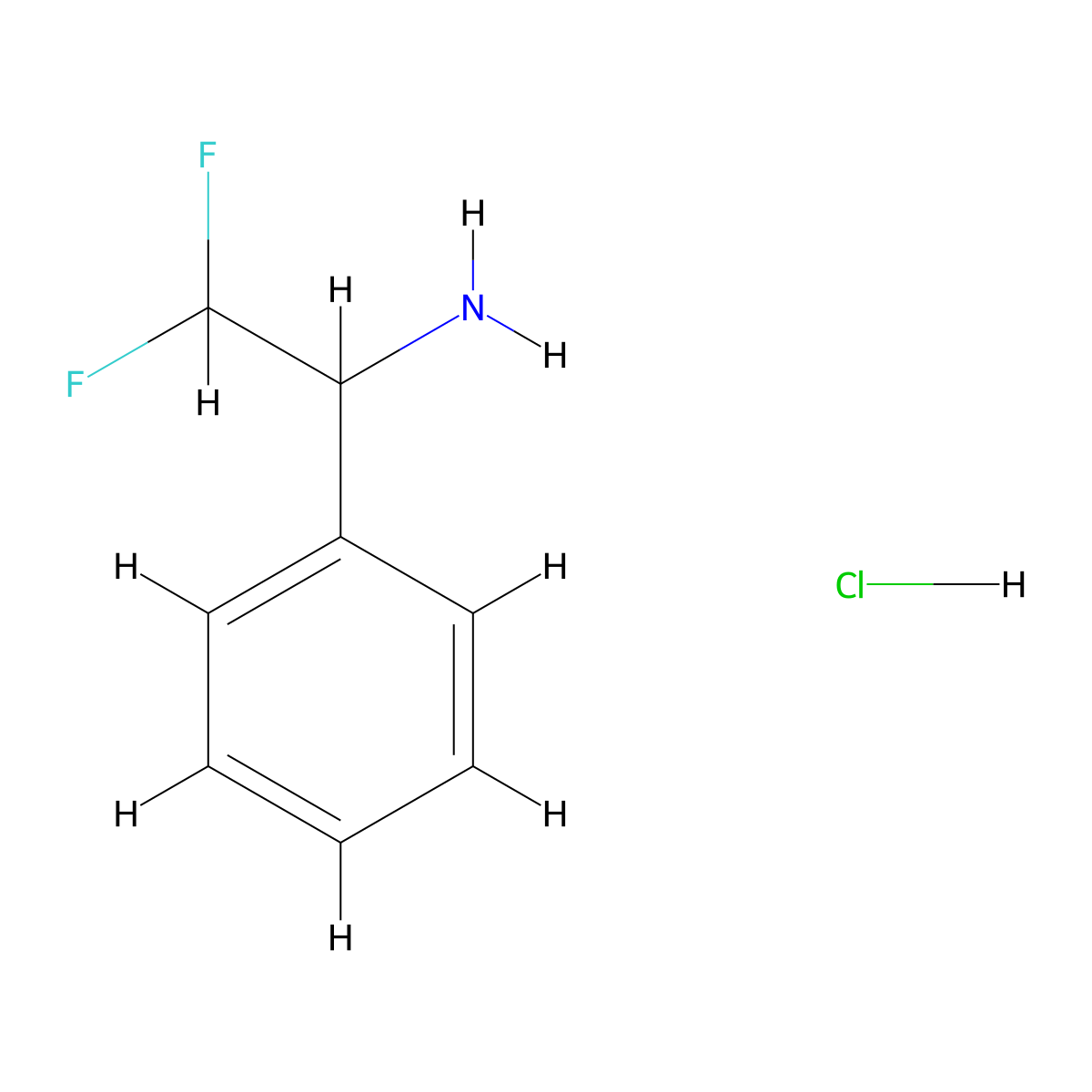 2,2-Difluoro-1-phenylethan-1-amine hydrochloride molecular structure, CAS 1199783-19-1