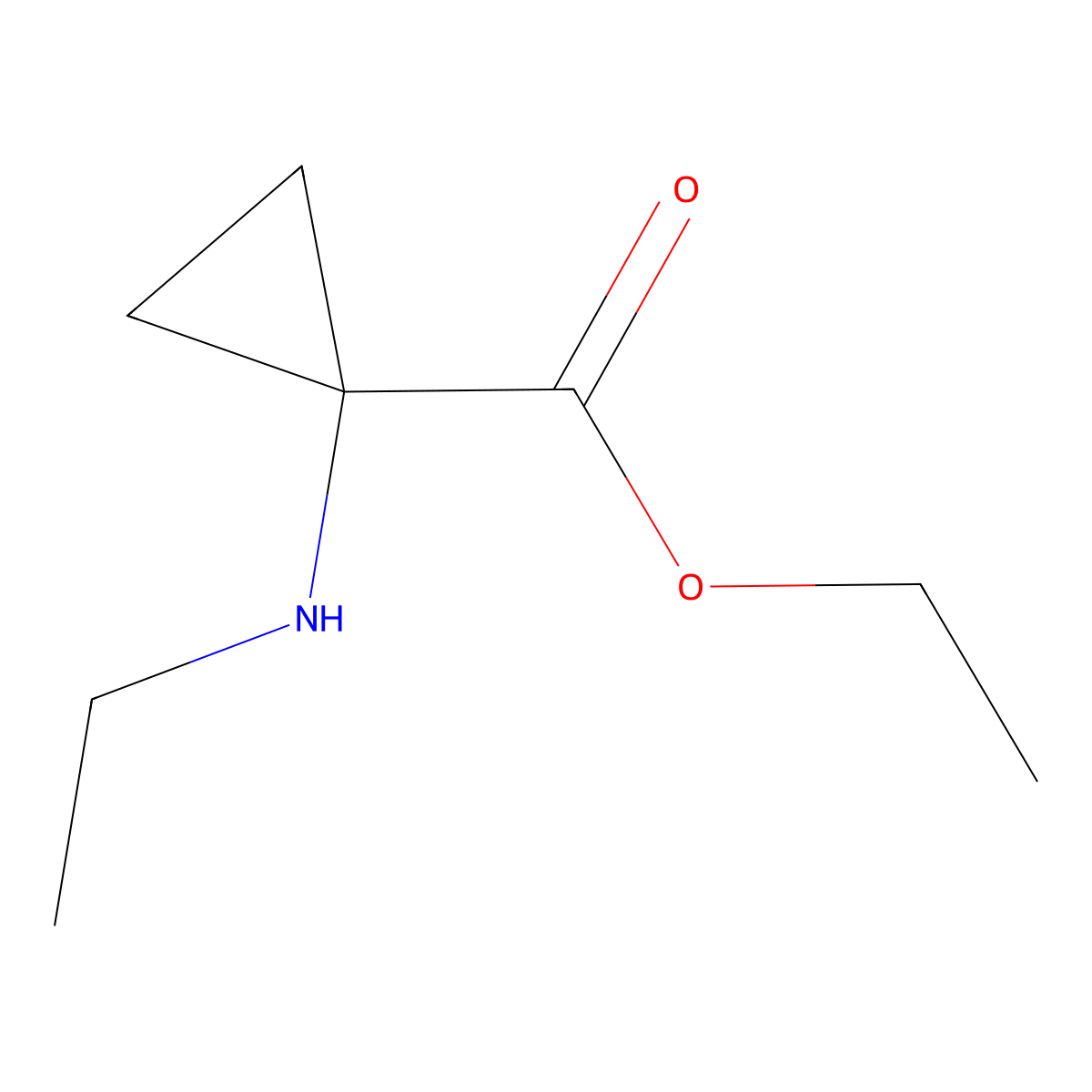 Ethyl 1-(ethylamino)cyclopropane-1-carboxylate molecular structure, CAS 1199793-02-6