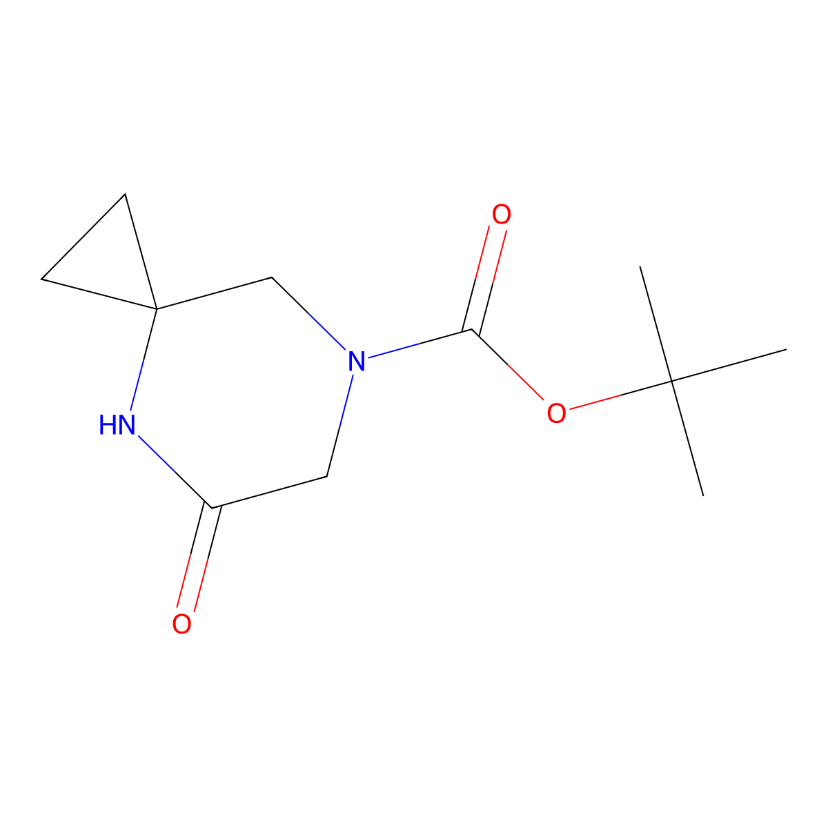 Tert-butyl 5-oxo-4,7-diazaspiro[2.5]octane-7-carboxylate molecular structure, CAS 1199794-51-8