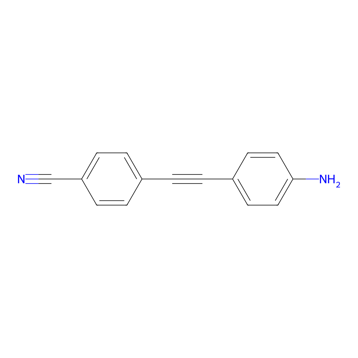 Benzonitrile, 4-((4-aminophenyl)ethynyl)- molecular structure, CAS 119984-85-9