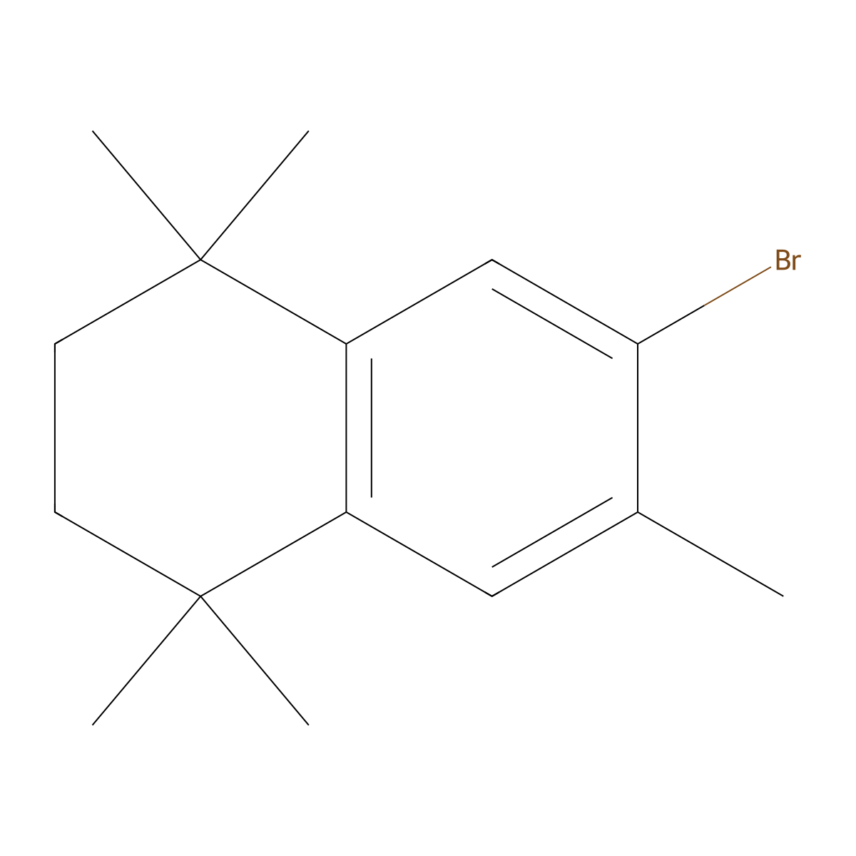 6-Bromo-1,1,4,4,7-pentamethyl-1,2,3,4-tetrahydronaphthalene molecular structure, CAS 119999-22-3
