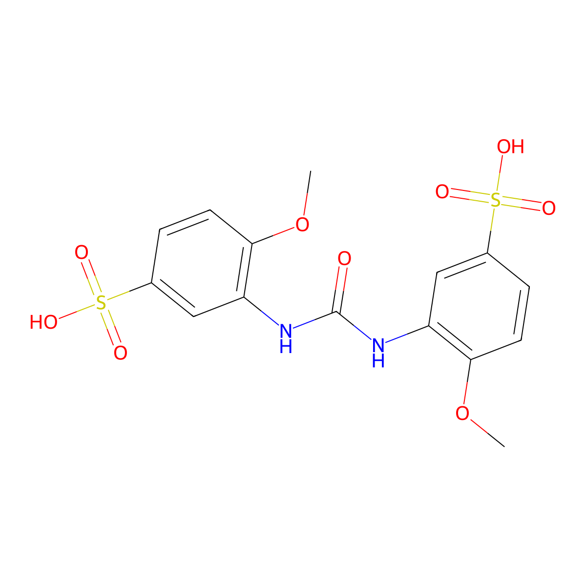 3,3'-(Carbonyldiimino)bis(4-methoxybenzenesulphonic) acid molecular structure, CAS 120-01-4