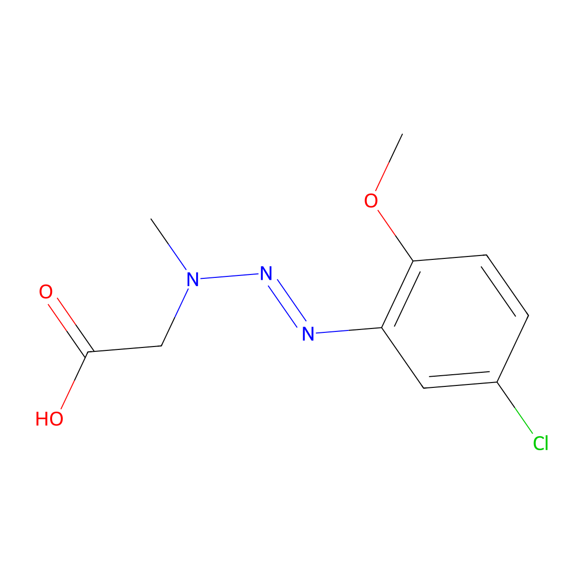 2-(3-(5-Chloro-2-methoxyphenyl)-1-methyl-2-triazen-1-yl)acetic acid molecular structure, CAS 120-04-7